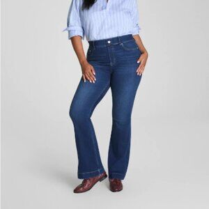 SPANX SpanxShape EveryWear Wide Leg Flare Blue Jeans Size 4 retro chic 90s boho